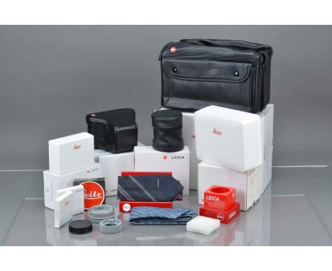 Leica Accessories, including a 14833 large combination bag R, VG, 18524 C1 case, VG, 14505 ERC M case, VG, all in makers boxe