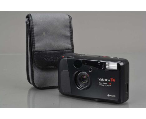 A Yashica T4 Compact Camera, shutter working, flash working, self timer working, body VG, with Carl Zeiss T* 35mm f/3.5 Tessa