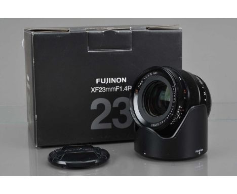 A Fujinon Super EBC XF 23mm f/1.4R Aspherical Lens, auto focusing working, barrel G-VG, elements VG, with front & rear caps, 