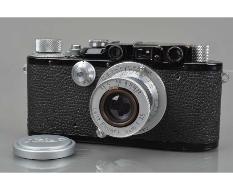 A Leitz Wetzlar Leica III Model F Rangefinder Camera, black, serial no 121348, 1933, shutter working, rangefinder working, bo