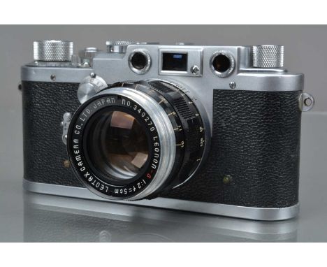 A Showa Optical Leotax F Rangefinder Camera, red dial, serial no 552278, shutter working, rangefinder working, body G, light 