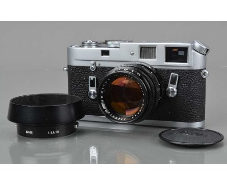 A Leitz Wetzlar Leica M4 Rangefinder Camera, chrome, serial no 1182482, 1967, shutter working, occasionally fast in slow spee