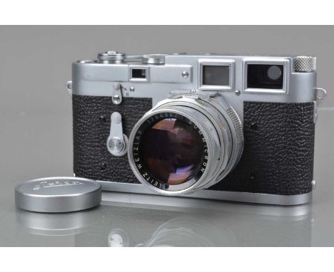 A Leitz Wetzlar Leica M3 Rangefinder Camera, serial no 752909, 1955, film advance lever jammed, self timer working, viewfinde