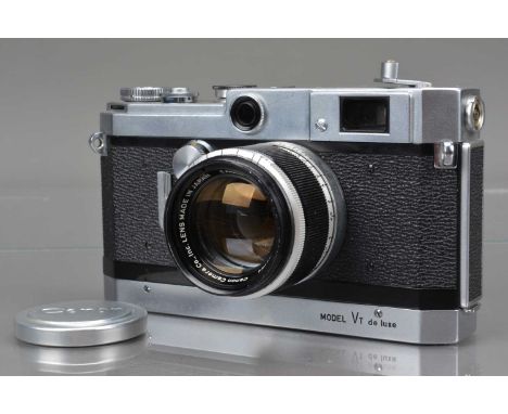 A Canon VT de Luxe VTDZ Rangefinder camera,  chrome, serial no 569435, metal shutter sluggish in slow speeds, self timer work