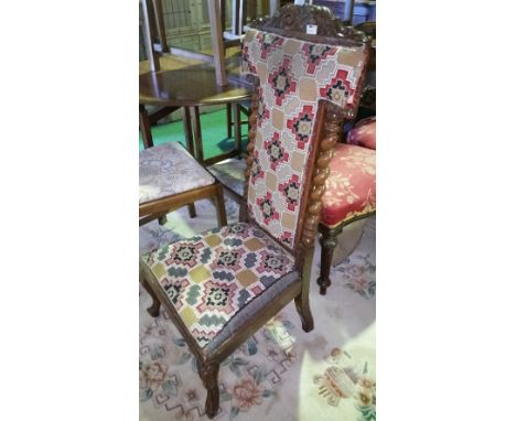 A 19th Century Mahogany Framed Prie Dieu Chair; with Tapestry and Beadwork Upholstery.