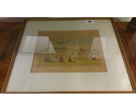 A Hand Coloured Etching; representation of the noble game of Cricket as played in the celebrated cricket field near White Con