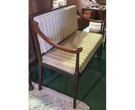 An Edwardian Mahogany Salon Sofa; on square tapering supports, 99 cm wide 54 cm deep 89 cm high