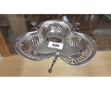 A Wonderful Sheffield Silver Bon Bon Dish in the Celtic Design of Clover Shape and having Pierced Design, Sheffield 1896, Alk
