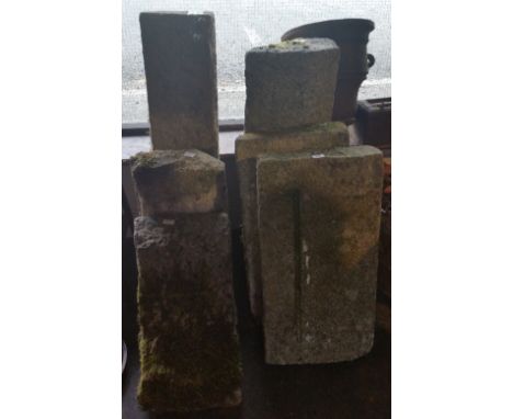 A Large 19th Century Cast Iron Hopper along with Six Pieces of Granite.