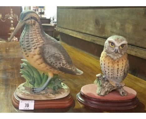 Two Porcelain Figures of a Common Snipe and an Owl.