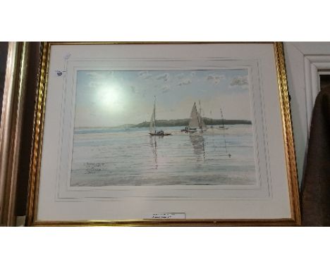 A Watercolour Depicting Boats Sailing on Lake Balaton, by R. Standish Sweeney.