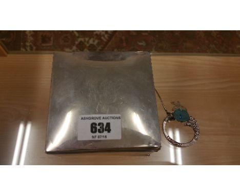 A Good Silver Cigarette Box along with a Silver Celtic Broach.