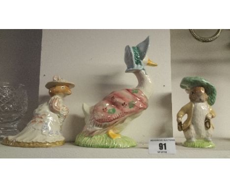 Two Beswick Pottery Figures Benjamin Bunny BP-9a and Jemima Puddleduck BP-9b; with A Royal Doulton Brambly Hedge Figure Poppy