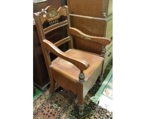 A Good Early 20th Century Mahogany Armchair/Commode of Good Quality; with fitted interior.