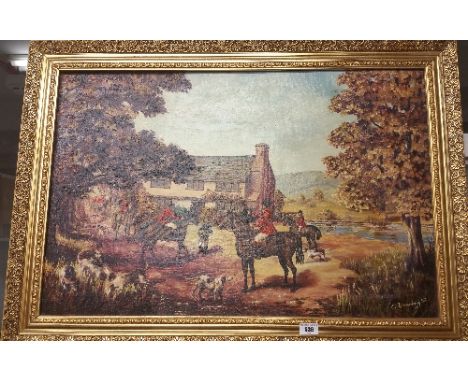 A 20th Century Hunting Oil on Canvas; by C Warington.