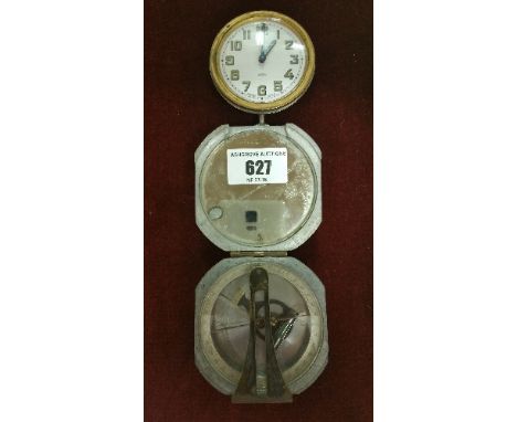 A Pocket Compass by D.W. Brunton's, retailed by Ainsworth and Sons, Denver, Colorado USA, the hinged lid with patent for Sept
