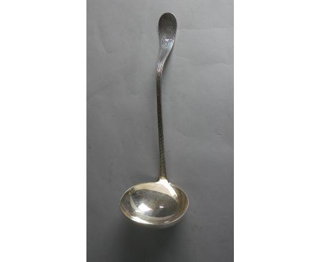 A 19th century engraved silver plated ladle with angled handle. Hallmarked WH, L.32 W.11cm Weight 238g 