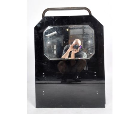 A retro vintage early 20th Century Art Deco black glass splashback panel. The panel of canted rectangular form with octagonal
