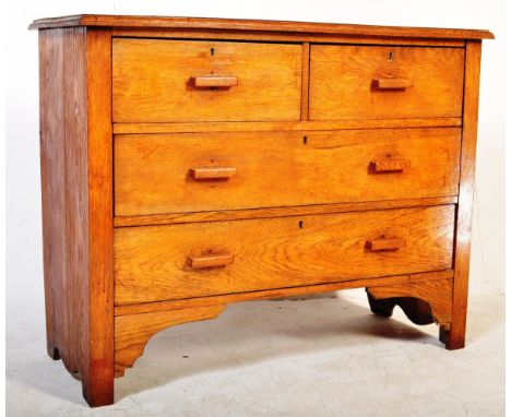 A retro vintage mid 20th Century oak formica topped chest of drawers. Of rectangular form with a flared top, two over three d