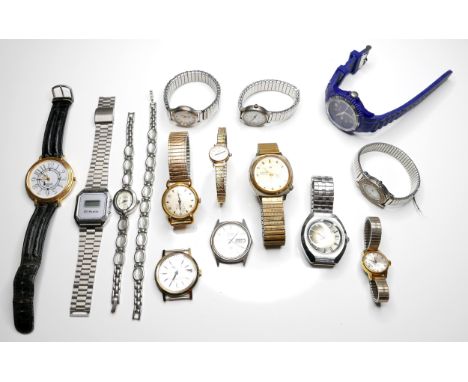 A group of vintage wristwatches, including a Roamer gold plated gentleman's wristwatch, silvered dial with subsidiary seconds