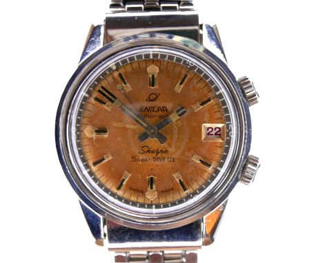 A vintage Enicar Automatic Sherpa Super-Divette stainless steel gentleman's wristwatch, circa 1960, 'Seapearl' 'Super Compres