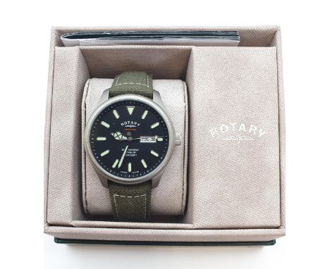 A gentleman's Rotary Heritage self-winding Wristwatch the black dial with luminous hourly baton markers, sweep seconds hand a