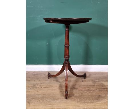 A 19th Century mahogany Pillar Table with dished top on turned column and downswept tripod base 