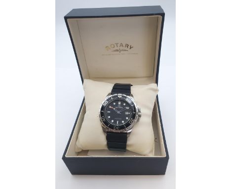A gentleman's Rotary Aquaspeed Wristwatch the black textured dial with hourly dots and baton markers, seconds hand and date a