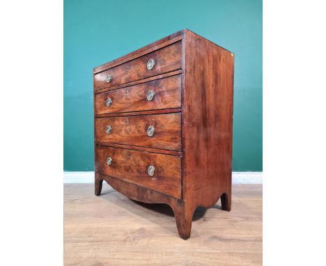 A 19th Century mahogany Chest of four long drawers on bracket feet, 2ft 9in 