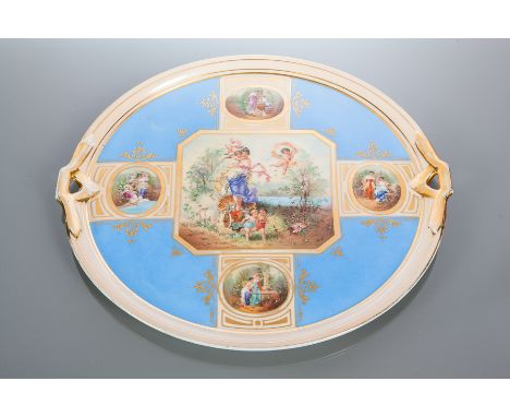 20TH CENTURY ROYAL VIENNA CHARGER
the central panel decorated with mythological figures, surrounded by four other circular pa