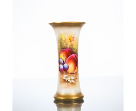 ROYAL WORCESTER MINIATURE VASE
painted with peaches and berries on an ivory ground, signed E. Townsend, puce printed mark to 