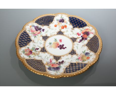 VICTORIAN GRANGER & CO. ROYAL CHINA WORKS WORCESTER BLUE AND GILT DESSERT SERVICE
comprising two comports and six plates, dec