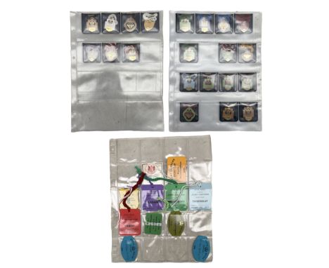 Collection of Ascot enamel horse racing badges for members and guests (21) and eleven Royal Ascot tickets including Royal Hou