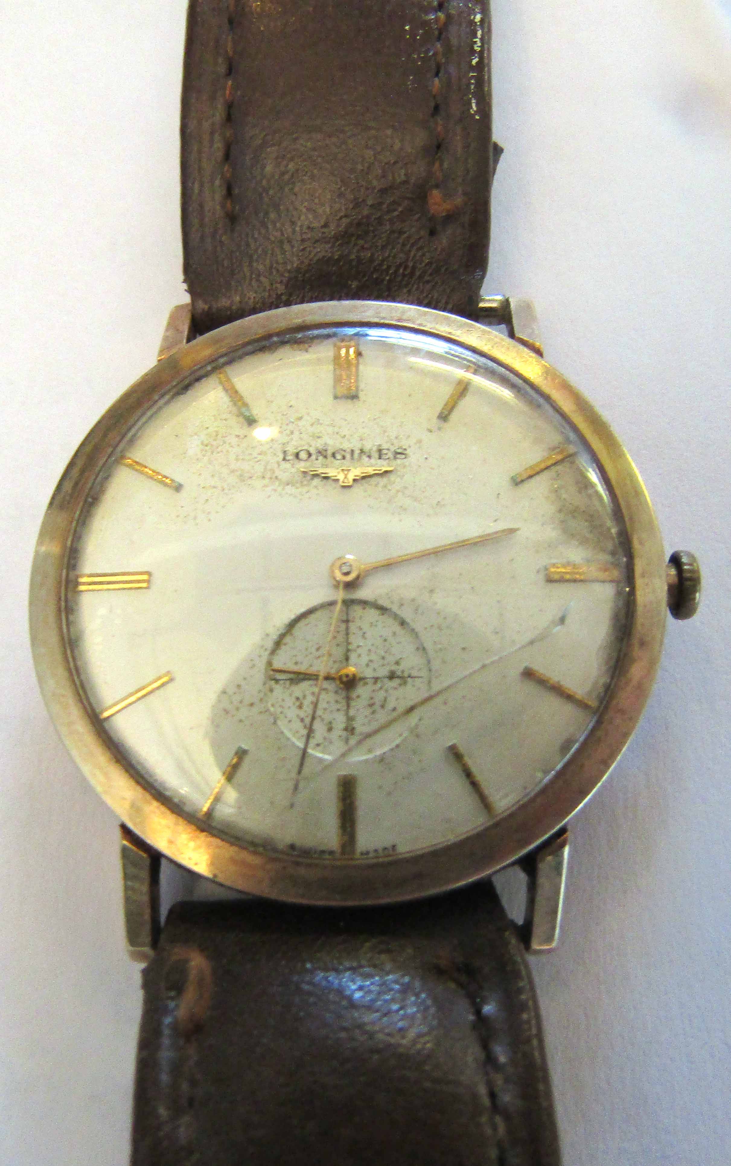 9ct gold wristwatch, Longines, the Swiss 17jewel movement with monometallic balance and lever e