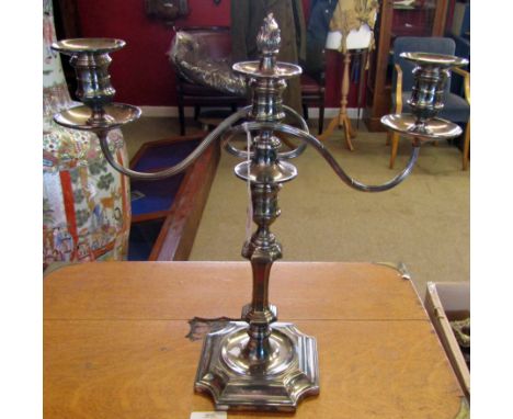 Early 20th century silver on copper three-light candelabra, height 15 1/2 ins  