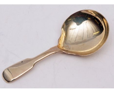 Victorian Fiddle pattern caddy spoon, length 4ins, weight approx 20gms, London 1858, makers mark WS  