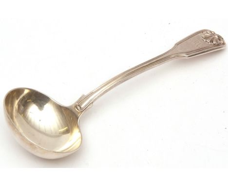 William IV double-struck Fiddle and husk sauce ladle with oval bowl and thread heel, initialled, length 7ins, weight approx 8