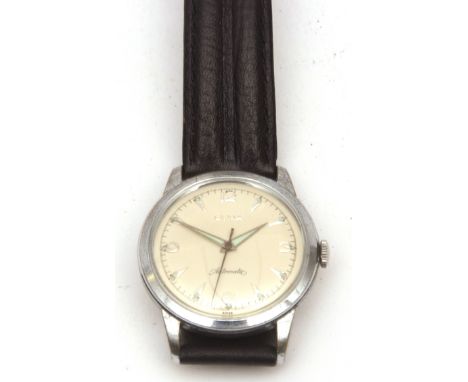 Mid-20th century chrome plated centre seconds wristwatch, Cyma, R420, 122228, the Swiss 17-jewel movement to a repainted and 