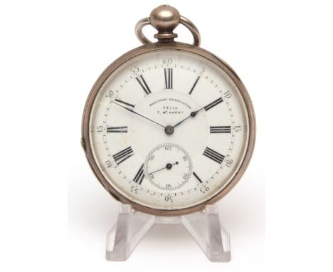 Late 19th century silver cased open face lever watch, No 84714, the jewelled and frosted movement engraved "Chronometer Balan