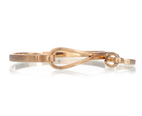 BANGLE AND MATCHING RING EACH IN NINE CARAT GOLD, with a hook and loop catch to the bangleQty: 31g gross