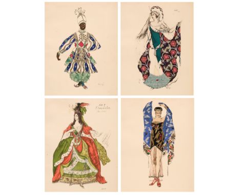 * After Leon Bakst 1866-1924. Four lithograph plates from Léon Bakst by E. Wasmuth, 1927, four lithographic plates with pocho