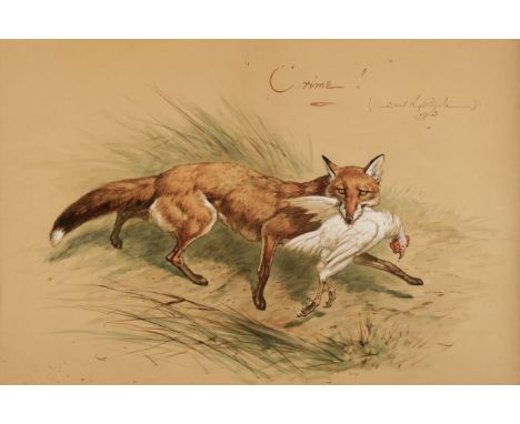 * Nightingale (Basil, 1864-1940). Crime &amp; Retribution, 1913, a pair of watercolours, with black chalk and body colour on 