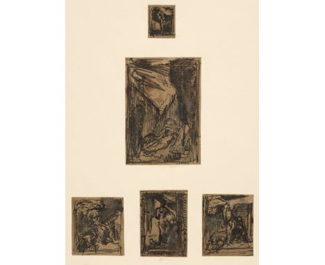 * Attributed to Charles Ricketts (1866-1931). Compositional Studies, a group of 5 small scale compositional studies of figure