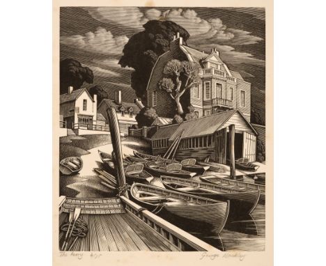* Mackley (George, 1900-1983).The Ferry, 1951, wood engraving on cream wove paper with Basingwerk Parchment watermark, from t
