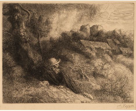 * Legros (Alphonse, 1837-1911). Le Chateaux des Revenants (The Castles of the Ghosts), etching, signed in pencil to lower rig