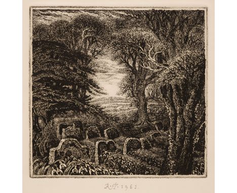 Tanner (Robin, 1904-1988). Illustration for Thomas Gray's Elegy, 1980, etching, signed with initials in pencil and dated 1981