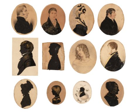 * Miniature Portraits &amp; Silhouettes. A collection of miniature portraits, early-mid 19th century, comprising 6 portrait m