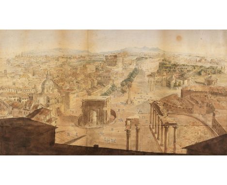 * Harford (John Scandrett, 1787-1866). View of Rome from Tower of Capitol, 1816, fine panoramic pen, black ink and watercolou