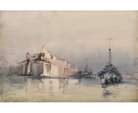AR  * Mason (Frank Henry, 1875 - 1965). H. M. S. Donovan, Fleet Messenger, Leaving for Gib, circa 1916, watercolour on board 