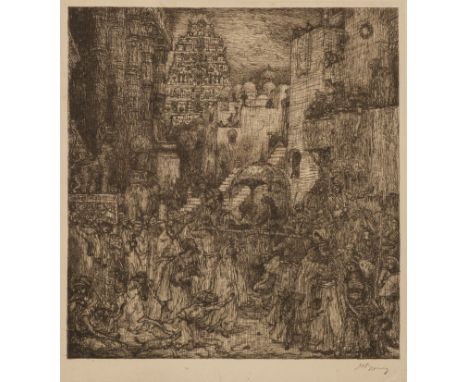 * Bauer (Marius Alexander Jacques, 1867-1932). La Multitude Emplissait d'une Allégresse Grave les Rues (The Multitude Filled 